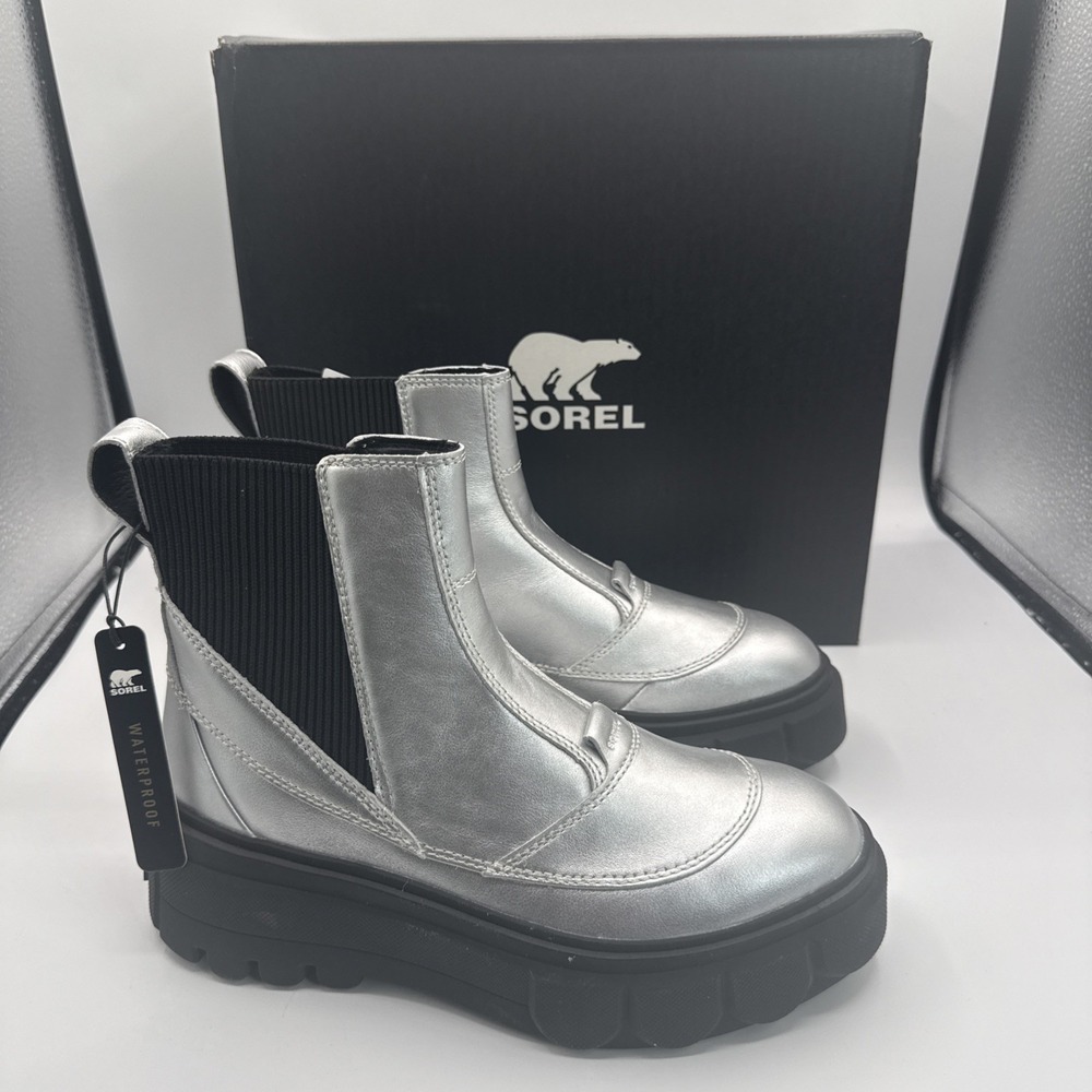 Sorel Silver Metallic Chelsea Waterproof Winter Boots